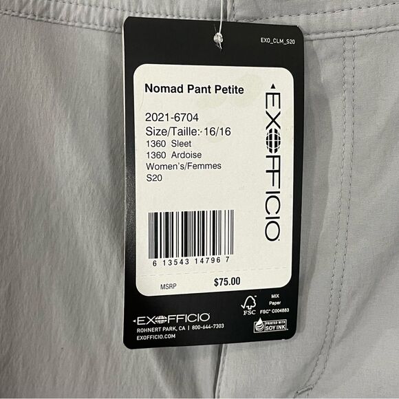 NWT‎ EXOFFICIO Nomad Pant Petite Women’s Size 16 Petite 30” inseam UPF 50 - Picture 5 of 11